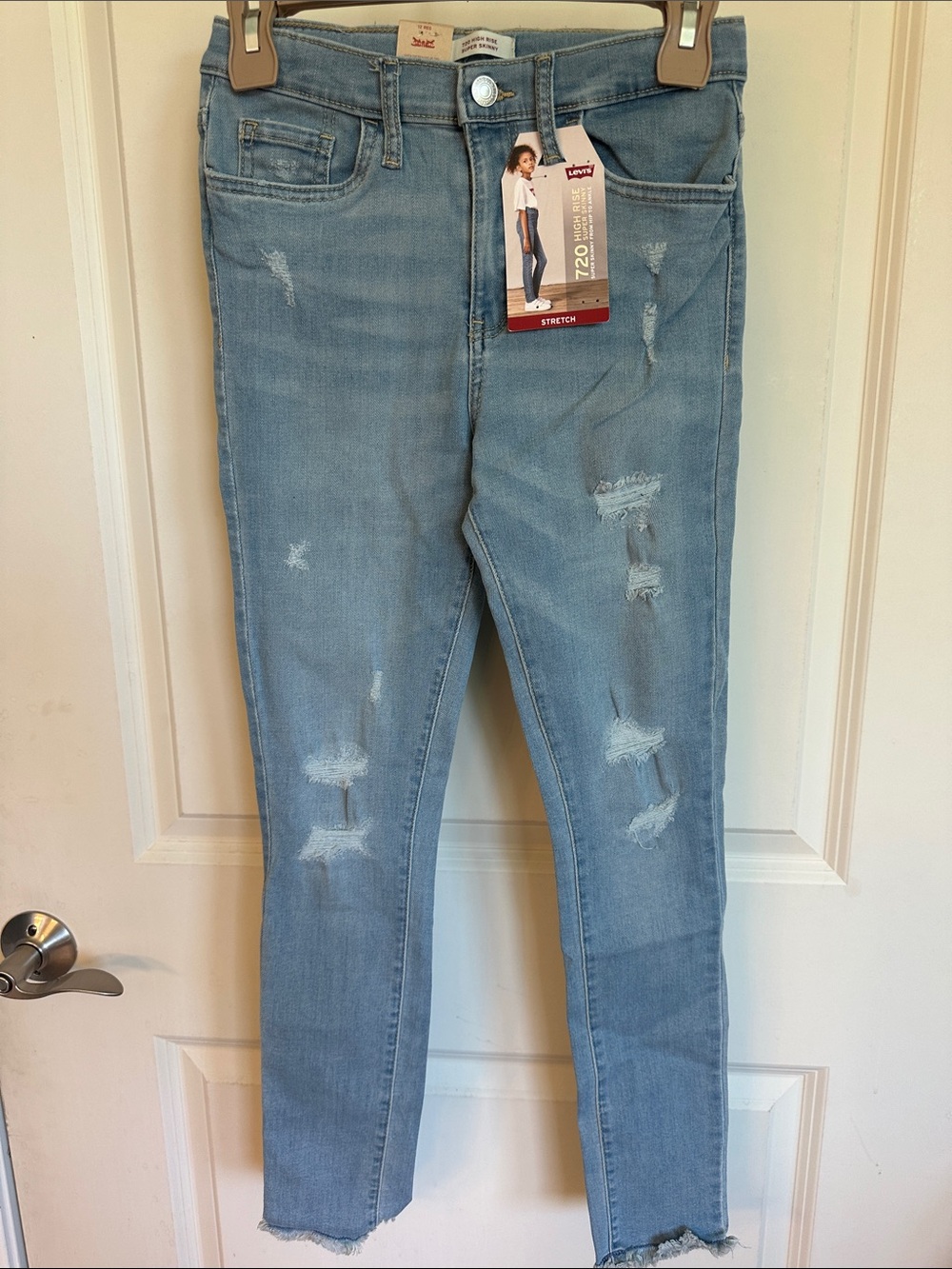 Levi's girls Light Blue Ripped Skinny Jeans size 12 reg